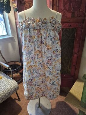 H&M White Sundress with Yellow, Pink & Purple Floral Print